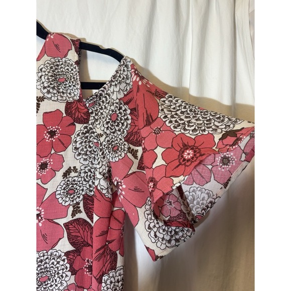 Umgee Cold‎ Shoulder Top W/ Red Floral Print Size M HH7 - Picture 2 of 4